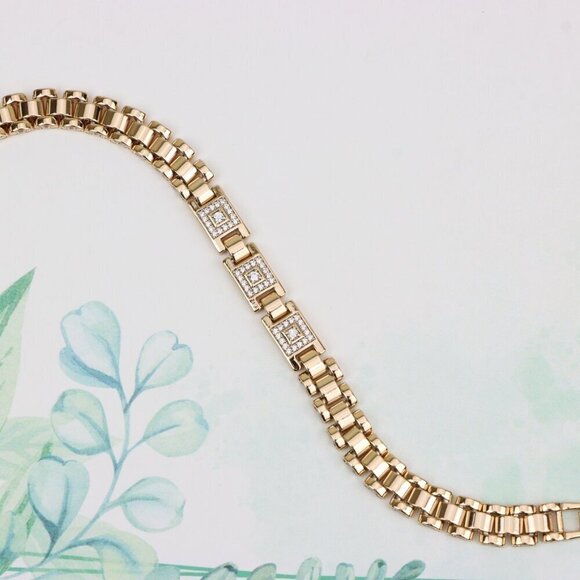 "Elegant Square Motif Rose Gold Bracelet with CZ Accents, XPBL0920 - Picture 3 of 12